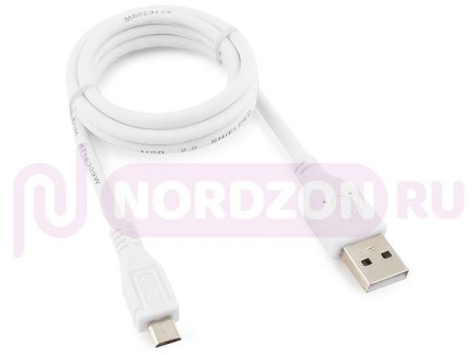 Кабель микро USB (AM/microBM)  1.0 м Pro Cablexpert CCP-mUSB2-AMBM-W-1M, USB 2.0, экран, белый