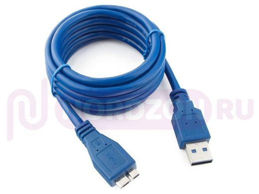 Кабель микро USB (AM/microBM)  1.8 м Pro Cablexpert CCP-mUSB3-AMBM-6, USB 3.0, экран, синий