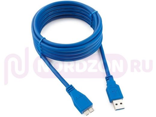 Кабель микро USB (AM/microBM)  3 м Pro Cablexpert CCP-mUSB3-AMBM-10,  USB 3.0, синий