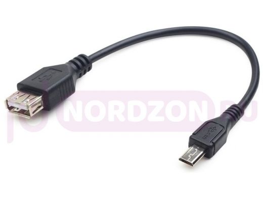 Кабель USB 2.0  OTG Cablexpert A-OTG-AFBM-03 USBAF/MicroBM, 0.15м, удлиненный разъем micro USB- 9мм,
