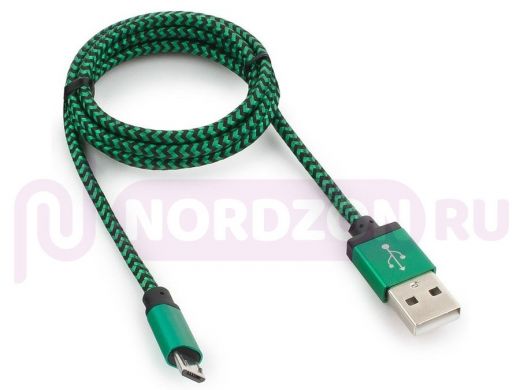 Кабель микро USB (AM/microBM)  1.0 м Cablexpert CC-mUSB2gn1m, USB 2.0 ,нейлоновая оплетка