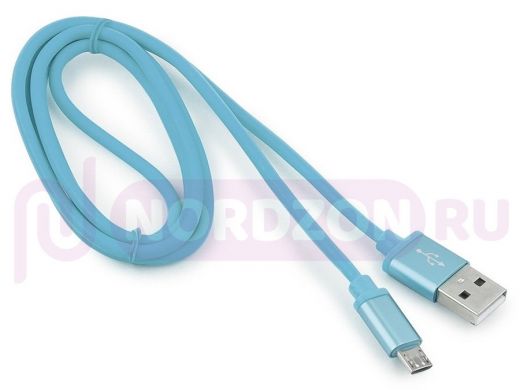 Кабель микро USB (AM/microBM)  1.0 м Cablexpert CC-S-mUSB01Bl-1M, USB 2.0, серия Silver, синий