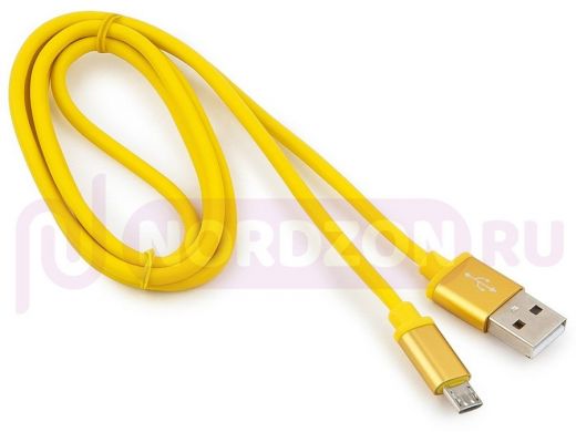Кабель микро USB (AM/microBM)  1.0 м Cablexpert CC-S-mUSB01Y-1M, USB 2.0,серия Silver,желтый