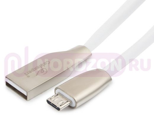 Кабель микро USB (AM/microBM)  1.0 м Cablexpert CC-G-mUSB01W-1M,  USB 2.0 ,серия Gold, белый