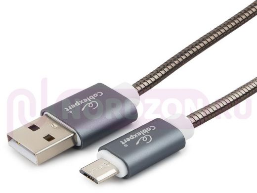 Кабель микро USB (AM/microBM)  0.5 м Cablexpert CC-G-mUSB02Gy-0.5M,USB 2.0,серия Gold, титан