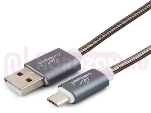 Кабель микро USB (AM/microBM)  1.8 м Cablexpert CC-G-mUSB02Gy-1.8M, серия Gold, титан,блистер