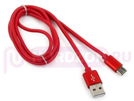 Шнур USB / Type-C Cablexpert CC-S-USBC01R-1M, AM/Type-C,серия Silver, длина 1м,красный,блистер, 2,0