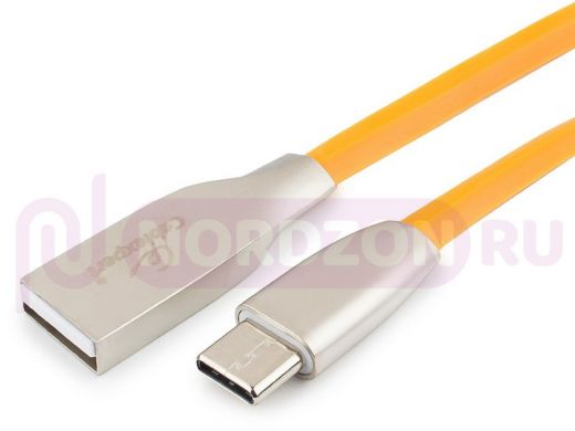 Шнур USB / Type-C Cablexpert CC-G-USBC01O-1M, AM/Type-C, серия Gold, длина 1м, оранжевый, блистер