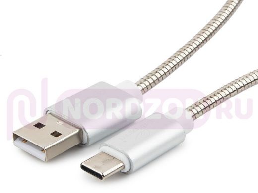 Шнур USB / Type-C Cablexpert CC-G-USBC02S-1.8M,AM/Type-C,серия Gold, длина 1.8м,серебро,блистер, 2,0