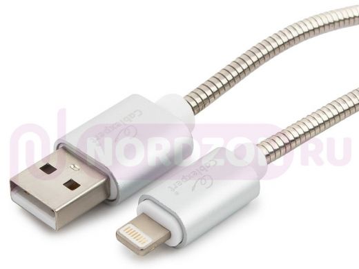 Шнур USB / Lightning (iPhone) Cablexpert CC-G-APUSB02S-1M серебро,серия Gold