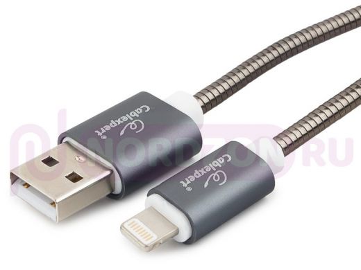 Шнур USB / Lightning (iPhone) Cablexpert CC-G-APUSB02Gy-1M титан