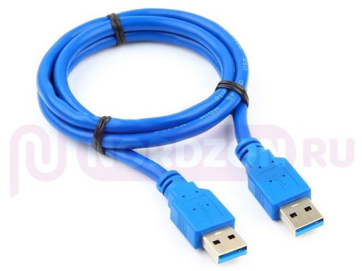 Кабель USB 3.0 Pro Cablexpert CCP-USB3-AMAM-1M, AM/AM, 1м, экран, синий, пакет CCP-USB3-AMAM-1M