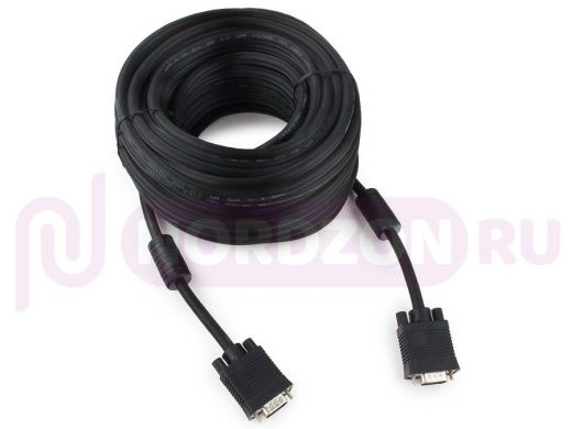 Шнур VGA штекер /  VGA штекер длина 20 метров  Premium Cablexpert CC-PPVGA-20M-B, 3-й экран, ферриты