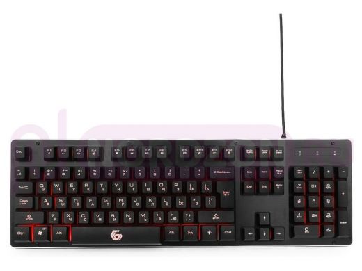Клавиатура проводная Gembird KB-G400L, USB,черный,металлический корпус,104 клавиши,игровая