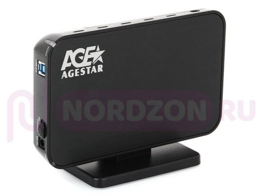 USB 3.0 Внешний корпус 3.5" SATAIII AgeStar 3UB3A8-6G (BLACK), пластик с алюминиевой крышкой, черный