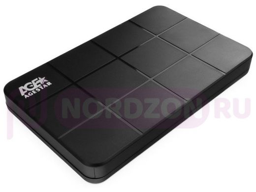 USB 3.0 Внешний корпус 2.5" SATAIII HDD/SSD AgeStar 3UB2P1C пластик, чёрный, кабель USB3.0 A - type-
