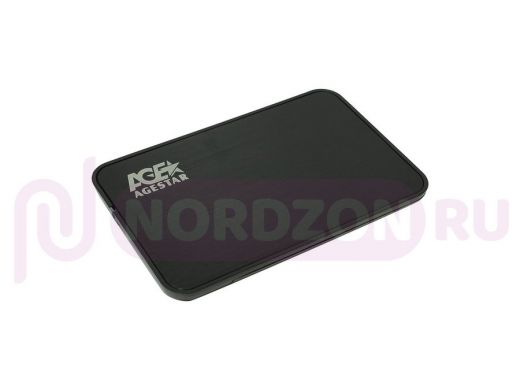 USB 2.0 Внешний корпус 2,5" SATA AgeStar SUB2A8 (BLACK), сталь+пластик, черный, безвинтовая конструк