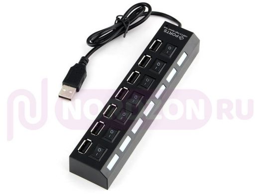 Концентратор USB на 7 портов (хаб, HUB) Gembird UHB-U2P7-02, 7 портов, питание, блистер USB 2.0