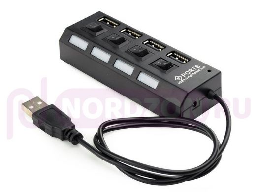 Концентратор USB на 4 порта (хаб, HUB) Gembird UHB-U2P4-02 с подсветкой и выкл-м, UHB-U2P4-02,2.0