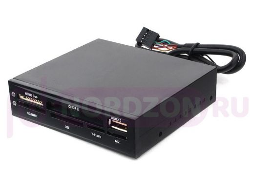 Картридер внутренний 3.5" Gembird FDI2-ALLIN1-02-B , черный, USB2.0+6 разъемов для карт памяти (SD/S
