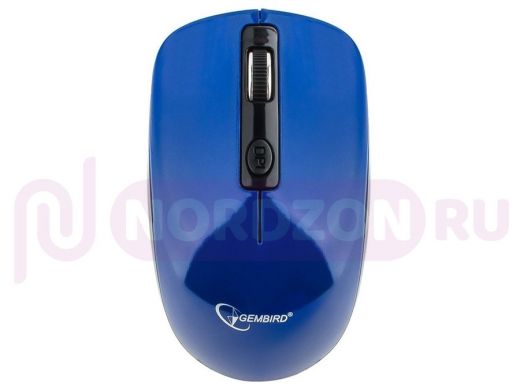 Мышь беспроводная Gembird MUSW-400-B, 2.4ГГц, синий, бесшумный клик, 3 кнопки+колесо-кнопка, 1600 DP