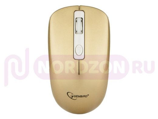 Мышь беспроводная Gembird MUSW-400-G, 2.4ГГц, розовый/золотой, бесшумный клик, 3 кнопки+колесо-кнопк