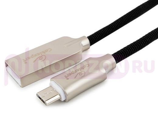 Кабель микро USB (AM/microBM)  1.0 м Cablexpert CC-P-mUSB02Bk  USB 2.0, серия Platinum, черный