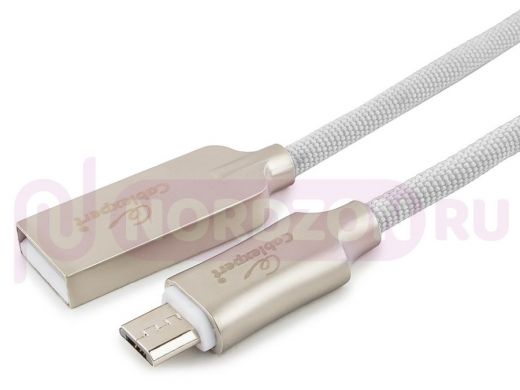 Кабель микро USB (AM/microBM)  1.0 м Cablexpert CC-P-mUSB02W  USB 2.0 , серия Platinum, белый