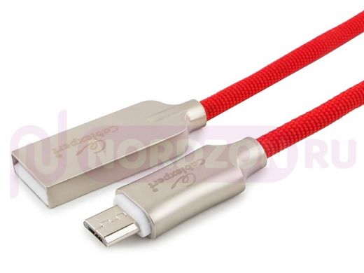 Кабель микро USB (AM/microBM)  1.0 м Cablexpert CC-P-mUSB02R  USB 2.0, серия Platinum,красный