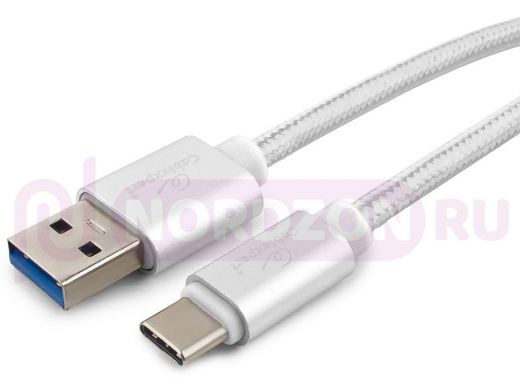Шнур USB / Type-C Cablexpert CC-P-USBC03S-1M, AM/Type-C,серия Platinum,длина 1м,серебро,нейлоновая,3