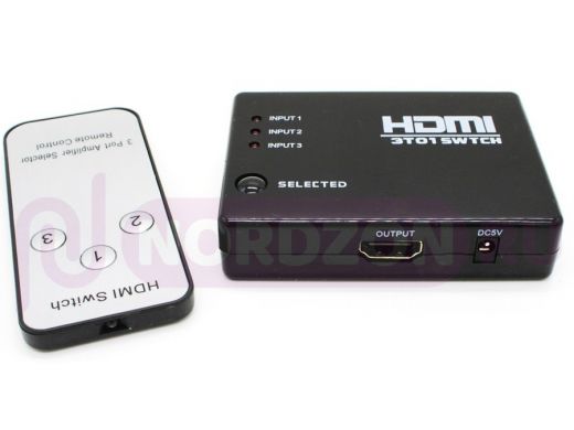Комутатор HDMI 3 входа 1 выход с пультом