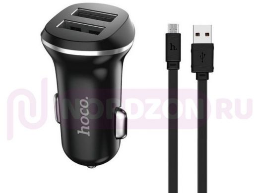 АЗУ micro USB, Hoco, (2.1A), Z1, съемный кабель, черное