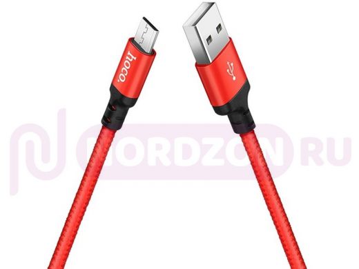 Кабель микро USB (AM/microBM)  HOCO X14 Premium   2А, (200см) чёрно-красный