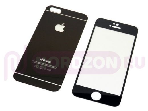 Стекло защитное iPhone 6/6S, Комплект на две стороны, зеркальные, черные