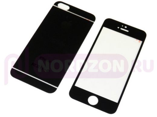 Стекло защитное iPhone 6/6S, Комплект на две стороны, матовые черные, 001