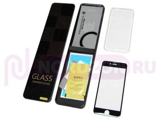 Стекло защитное iPhone 6/6S, WK Star Trek, прозрачный силиконовый чехол + Защитное стекло 3D, чёрное