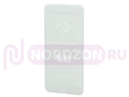 Стекло защитное iPhone  6/6S Plus, 6D, белое