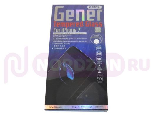Стекло защитное iPhone  7/8, Remax, Gener 3D, (0.26mm), чёрное