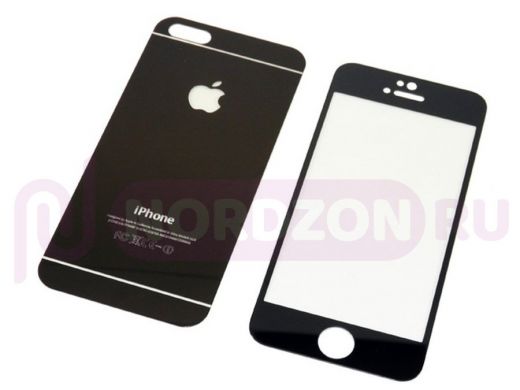 Стекло защитное iPhone 7/8 Plus, на две стороны, зеркальные, чёрные