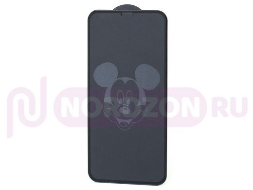 Стекло защитное iPhone  X/XS, 6D с гравировкой, Miki Mouse