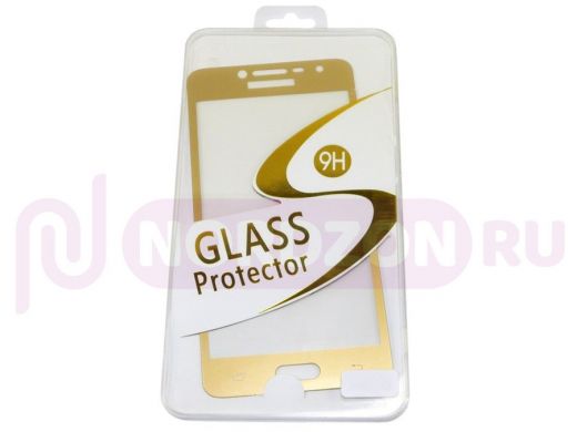 Защитное стекло Samsung Galaxy А8 Plus (2018), A730, Full Glass - Base G, золото