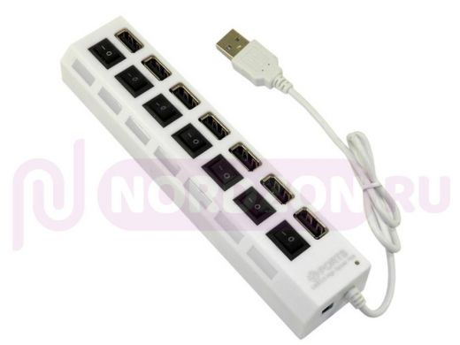 Концентратор USB на 7 портов (хаб, HUB) модель HI-Speed, 7 портов, белый
