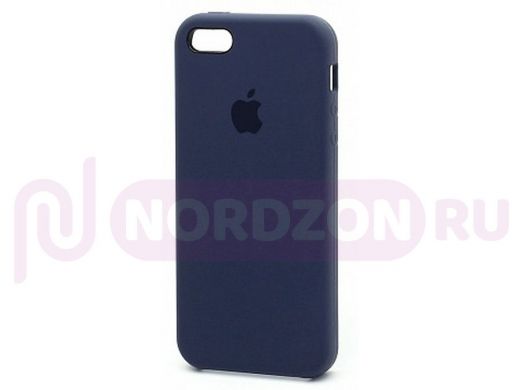 Чехол iPhone 5/5S, Silicone Case, покрытие Soft touch, с лого, 008, тёмно-синий