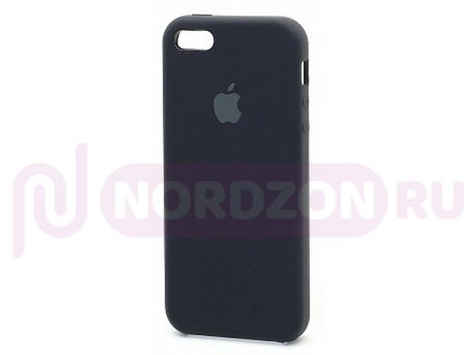 Чехол iPhone 5/5S, Silicone Case, покрытие Soft touch, с лого, 018, чёрный