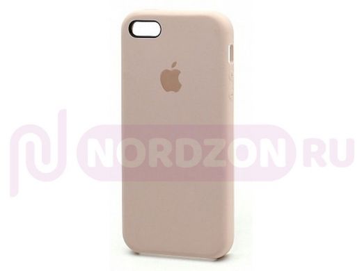 Чехол iPhone 5/5S, Silicone Case, покрытие Soft touch, с лого, 019, розовый