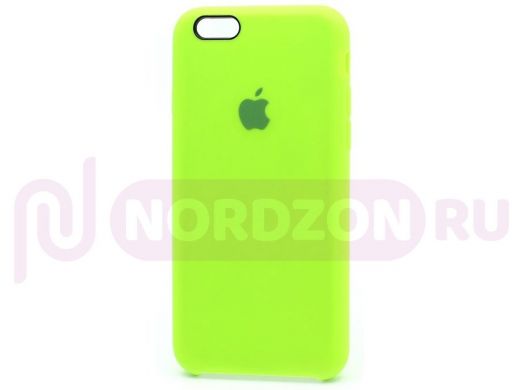 Чехол iPhone 5/5S, Silicone Case, покрытие Soft touch, с лого, 041, салатовый
