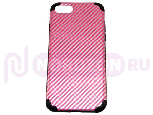 Чехол iPhone 6/6S, Boutop, 002, силикон, аллюминий, карбон, розовый