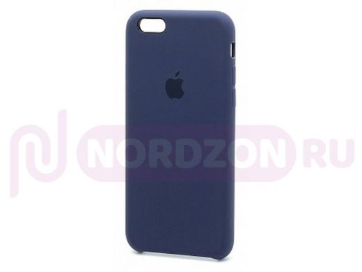Чехол iPhone 6/6S, Silicone Case, покрытие Soft touch, с лого, 008, тёмно-синий