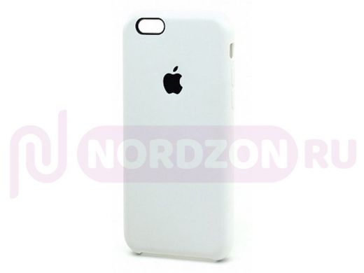 Чехол iPhone 6/6S, Silicone Case, покрытие Soft touch, с лого, 009, белый