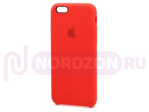 Чехол iPhone 6/6S, Silicone Case, покрытие Soft touch, с лого, 014, красный